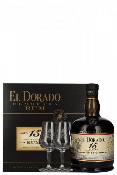 Rum El Dorado 15 Anni Special Reserve 70cl (Confezione Con 2 Bicchieri)
