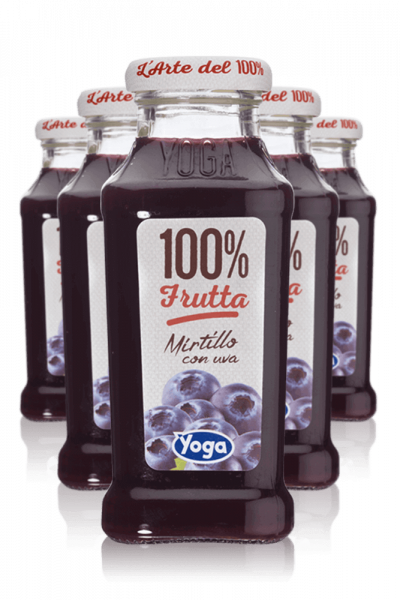 Yoga 100% Frutta Mirtillo Con Uva Cassa Da 12 Bottiglie x 20cl 