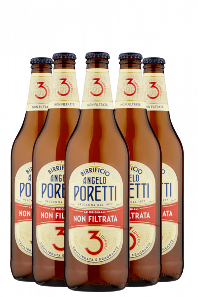 Poretti 3 Luppoli Non Filtrata Cassa da 15 bottiglie x 66cl