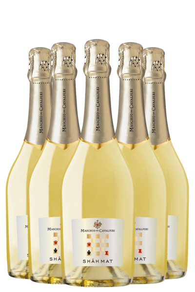 6 Bottiglie Vino Spumante Shãh Mat Bianco Extra Dry Maschio Dei Cavalieri  