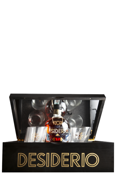 Ron Desiderio XO 70cl (Confezione Deluxe in Legno) Con 4 Bicchieri