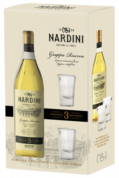 Grappa Nardini Riserva 3 Anni 70cl (Confezione Con 2 Bicchieri)