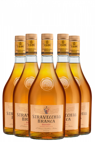 6 Bottiglie Brandy Stravecchio Branca 1Litro