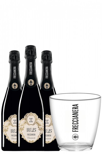 3 Bottiglie Franciacorta DOCG Freccianera Brut 25 Fratelli Berlucchi + OMAGGIO glacette Bernabei & Freccianera