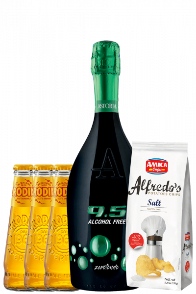 Crodino XL 3x17,5cl + 9.5 Alcohol Free 'Zerotondo' Astoria + Amica Chips Alfredo's Sale Marino 3x150gr