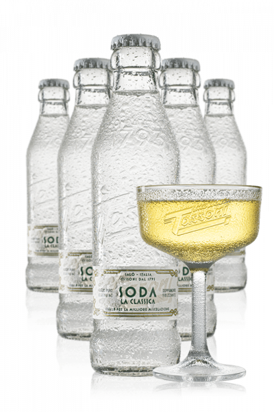 Soda Water La Classica Tassoni Cassa da 25 bottiglie x 18cl + OMAGGIO 4 bicchieri coppa Tassoni
