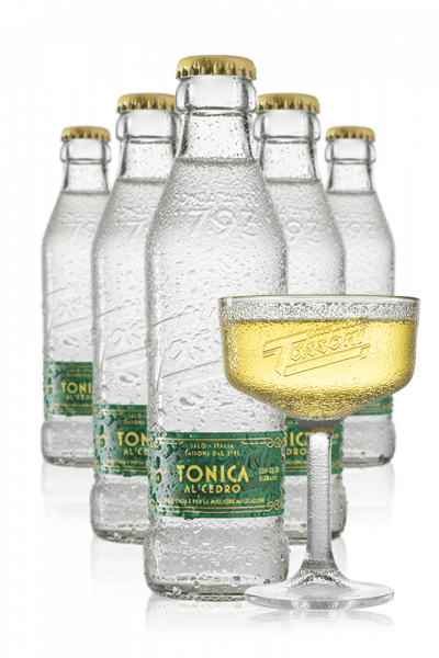Tonica Al Cedro Tassoni Cassa da 25 bottiglie x 18cl + OMAGGIO 4 bicchieri coppa Tassoni