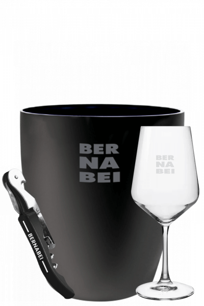 1 Glacette Nera + 1 Set 6 calici da Vino + 1 Cavatappi Nero Bernabei