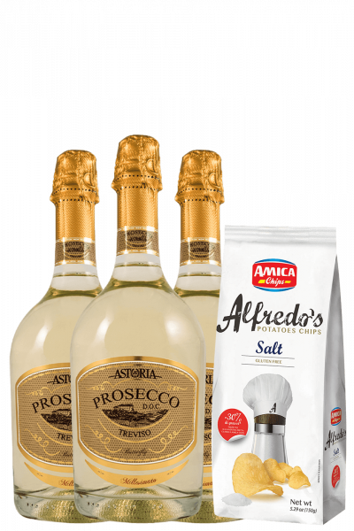 3 Prosecco DOC Treviso Butterfly 2024 Astoria + Amica Chips Sale Marino Alfredo's 3 x 150gr
