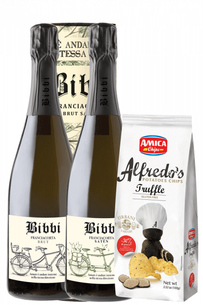 Franciacorta Bibbi Brut 2020 + Satèn 2018 (Ast.) + Amica Chips Tartufo Alfredo's 3 x 100gr