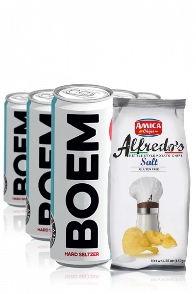 Hard Seltzer Boem da 12 x 25cl + Amica Chips Sale Marino Alfredo's 3 x 150gr