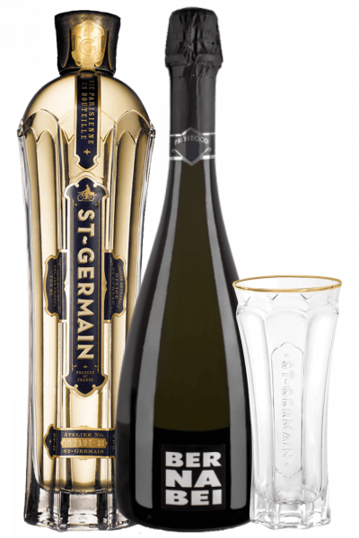 St.Germain Liquore Di Sambuco 70cl + Prosecco DOC Bernabei + OMAGGIO 2 bicchieri St.Germain 30cl
