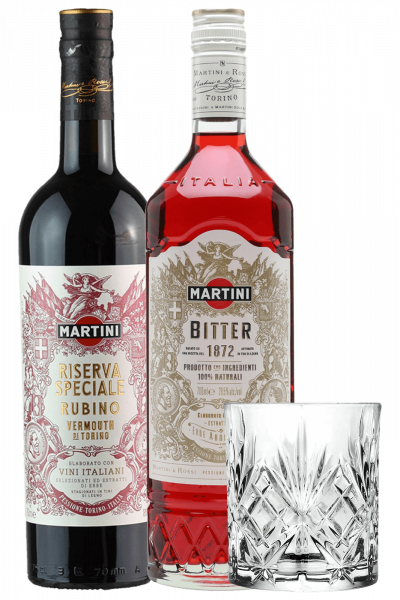 Martini Riserva Speciale Rubino 75cl + Martini Riserva Speciale Bitter 70cl + OMAGGIO 2 bicchieri Martini