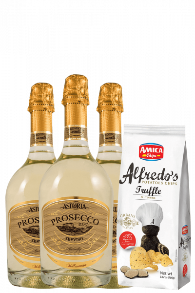 3 Prosecco DOC Treviso Butterfly 2024 Astoria + Amica Chips Tartufo Alfredo's 3 x 100gr