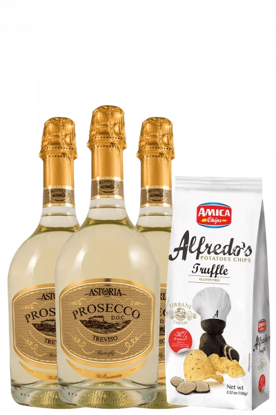 3 Prosecco DOC Treviso Butterfly 2025 Astoria + Amica Chips Tartufo Alfredo's 3 x 100gr