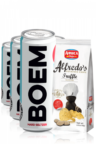 Hard Seltzer Boem da 12 x 25cl + Amica Chips Tartufo Alfredo's 3 x 100gr