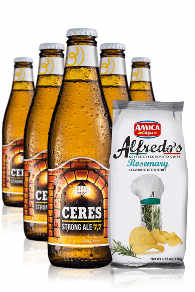 Ceres Strong Ale da 24 x 33cl + Amica Chips Rosmarino Alfredo's 3 x 130gr