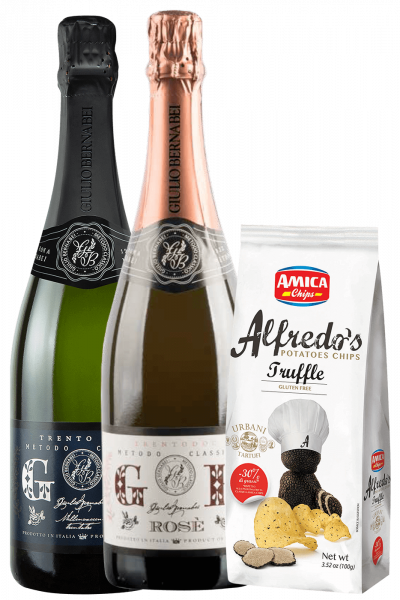 Trentodoc Giulio Bernabei Brut Bernabei + Rosé + Amica Chips Tartufo Alfredo's 3 x 100gr