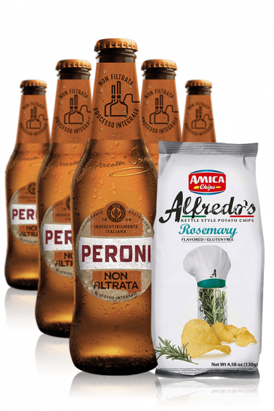Peroni Non Filtrata da 24 x 33cl + Amica Chips Rosmarino Alfredo’s 3 x 130 gr