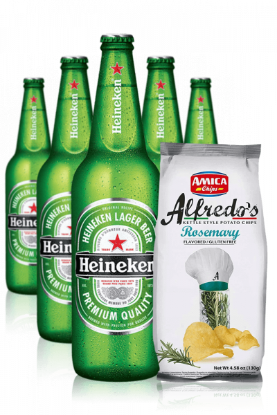 Heineken da 24 x 33cl + Amica Chips Rosmarino Alfredo's 3 x 130gr