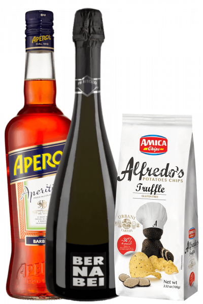 Aperitivo Aperol 1Litro + Prosecco DOC 2022 Bernabei + Amica Chips Tartufo Alfredo's 3 x 100gr