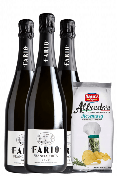 3 Franciacorta DOCG Fario Brut + Amica Chips Rosmarino Alfredo's 3 x 130gr