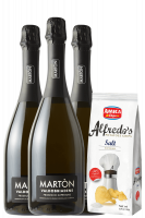 3 Bottiglie Valdobbiadene Prosecco Superiore DOCG Extra Dry Martòn + Amica Chips Sale Marino Alfredo's 3 x 150gr
