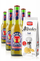 Tennent's Super da 24 x 33cl + Amica Chips Sale Marino Alfredo's 3 x 150gr