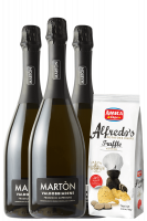 3 Bottiglie Valdobbiadene Prosecco Superiore DOCG Extra Dry Martòn + Amica Chips Tartufo Alfredo's 3 x 100gr