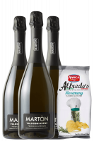 3 Bottiglie Valdobbiadene Prosecco Superiore DOCG Extra Dry Martòn + Amica Chips Rosmarino Alfredo's 3 x 130gr