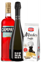 Bitter Campari 1Litro + Prosecco DOC 2022 Bernabei + Amica Chips Tartufo Alfredo's 3 x 100gr
