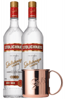 2 Bottiglie Vodka Stolichnaya 1Litro + OMAGGIO 6 tazze Stolichnaya