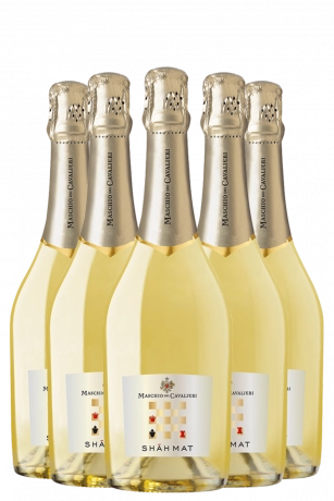 6 Bottiglie Vino Spumante Shãh Mat Bianco Extra Dry Maschio Dei Cavalieri  