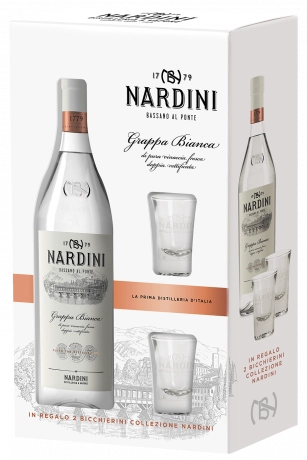 Grappa Bianca Nardini 70cl (Confezione Con 2 Bicchieri)