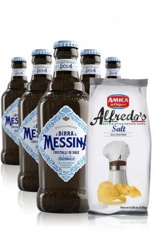 Birra Messina Cristalli Di Sale Da 24 x 33cl + Amica Chips Sale Alfredo's 3 x 130gr