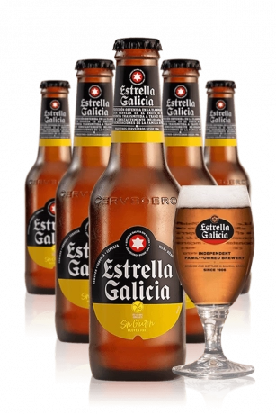 Estrella Galicia Senza Glutine Cassa da 24 bottiglie x 33cl + OMAGGIO 6 bicchieri Estrella Galicia