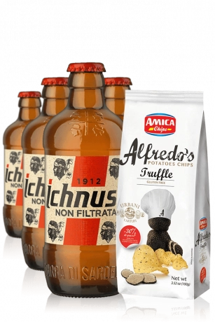 Ichnusa Non Filtrata da 24 x 33cl + Amica Chips Tartufo Alfredo's 3 x 100gr
